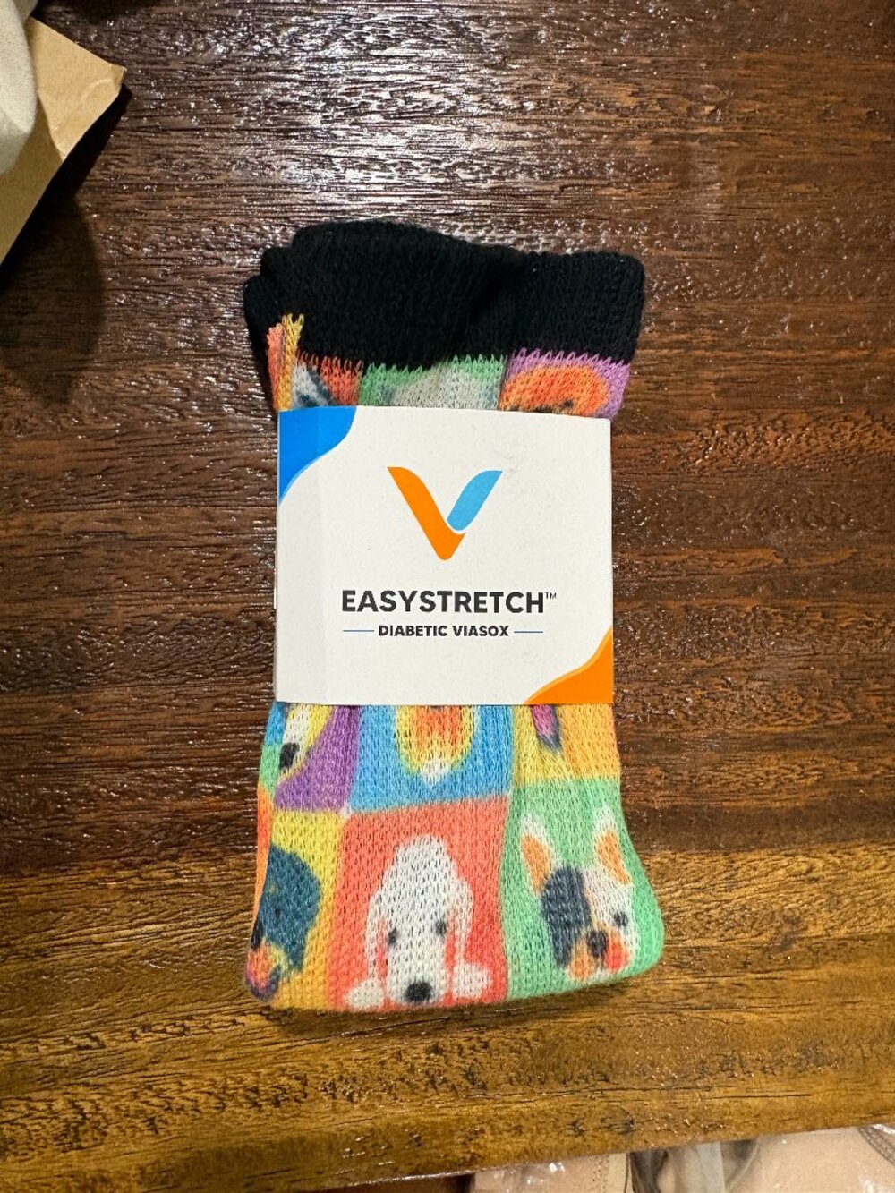 Viasox Diabetic Easy Stretch Dog Puppy Print  Dog sz Large Socks NEW NIP